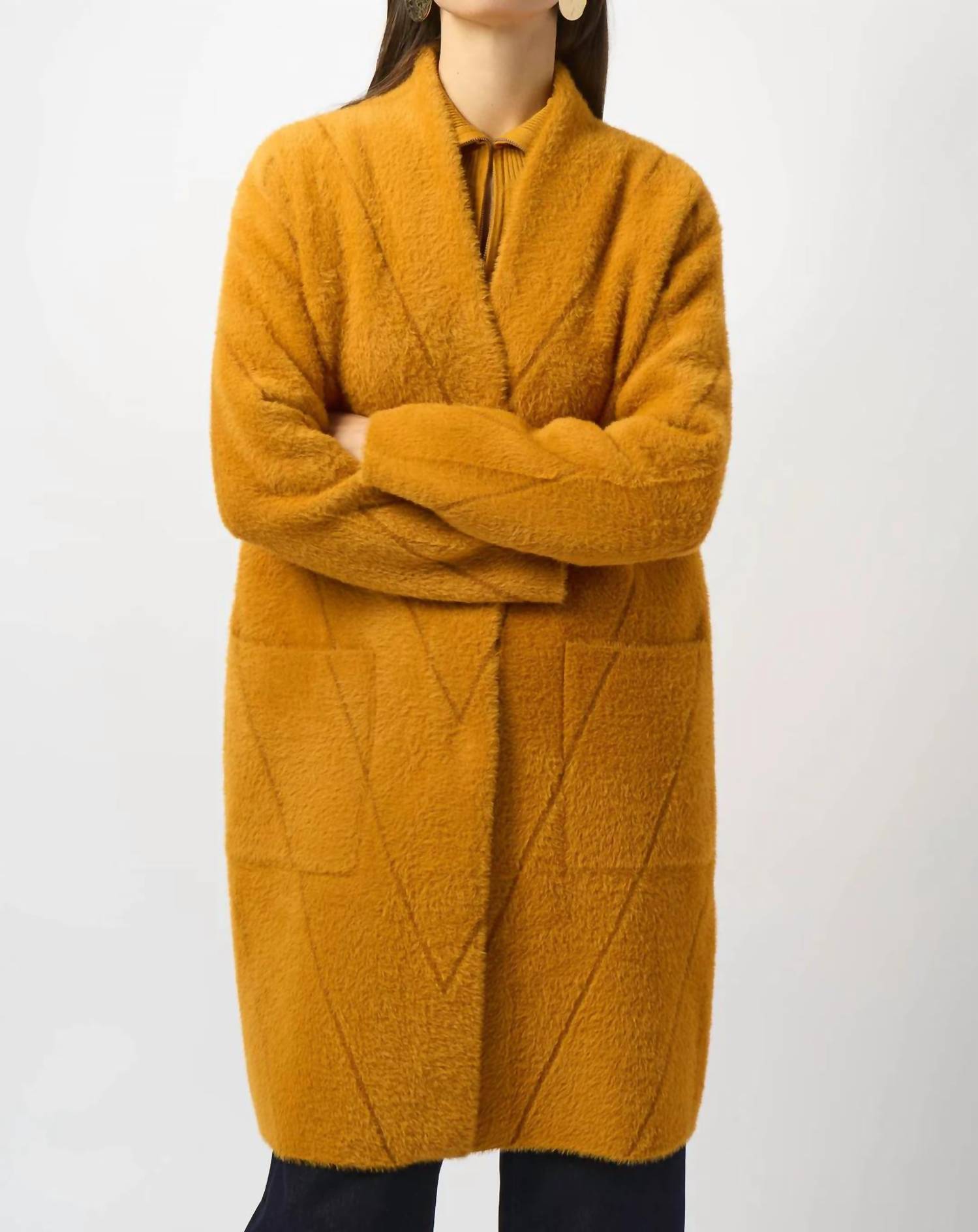Joseph Ribkoff - Feather Yarn Sweater Knit Coat