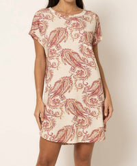Mari M Lingerie Printed Short Sleeve Sleepshirt in paisley - women's item - alternate view
