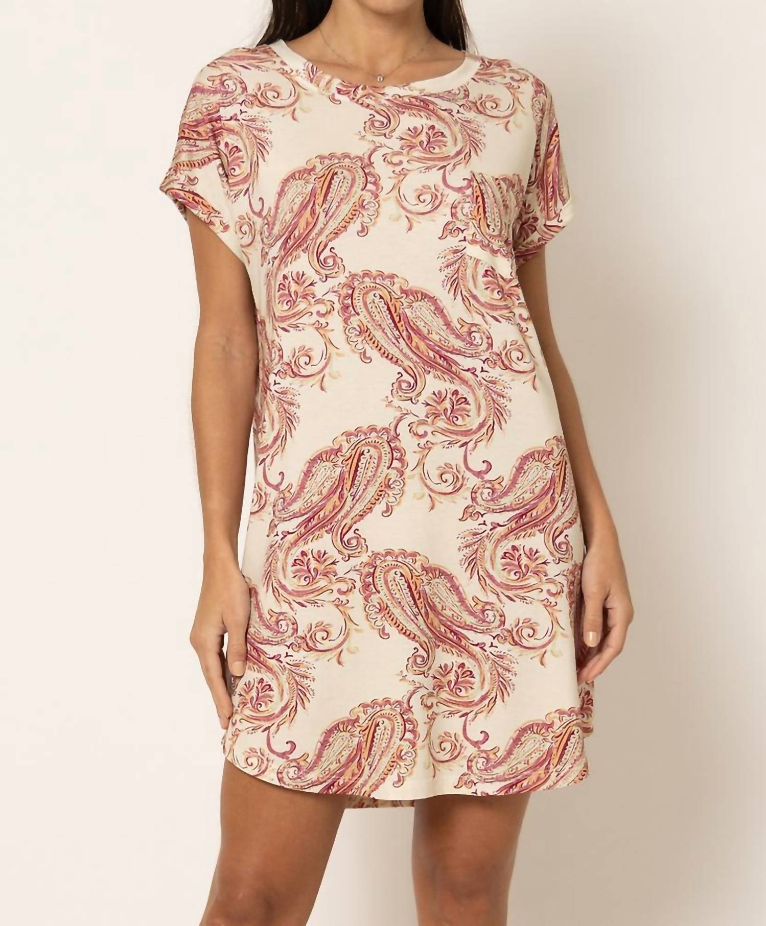 Mari M Lingerie Printed Short Sleeve Sleepshirt in paisley - women's item - alternate view