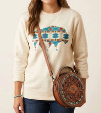 Rebel Rose - Crewneck Aztec Buffalo Sweatshirt