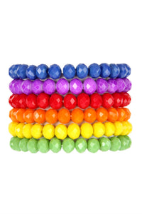 Sparkly South Wholesale Women's Six Pieces Faceted Bead Stretch Bracelet Set in multicolor - women's jewelry