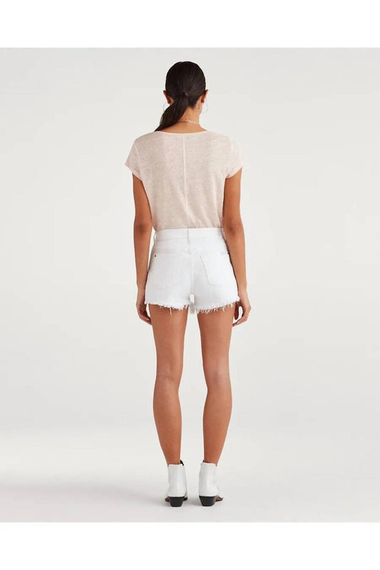 7 For All Mankind - High Waist Frayed Exposed Buttons Hem Shorts