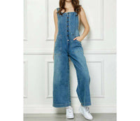 Veveret - Women's Kelly Denim Multi Button Fatigue Overall
