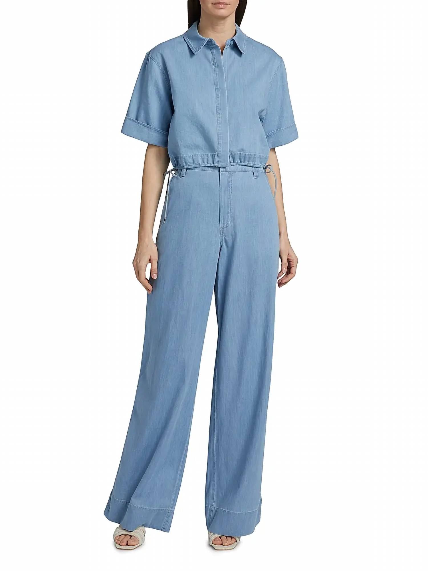 JONATHAN SIMKHAI Coralena Wide Leg Pants in stratus - women's pants - view 5