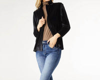COCO + CARMEN Penny Velour Open Cardigan in black - women's cardigan - detail view