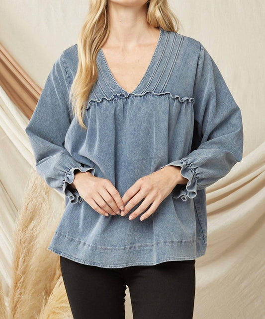 Entro - Ruffled V-neck Top