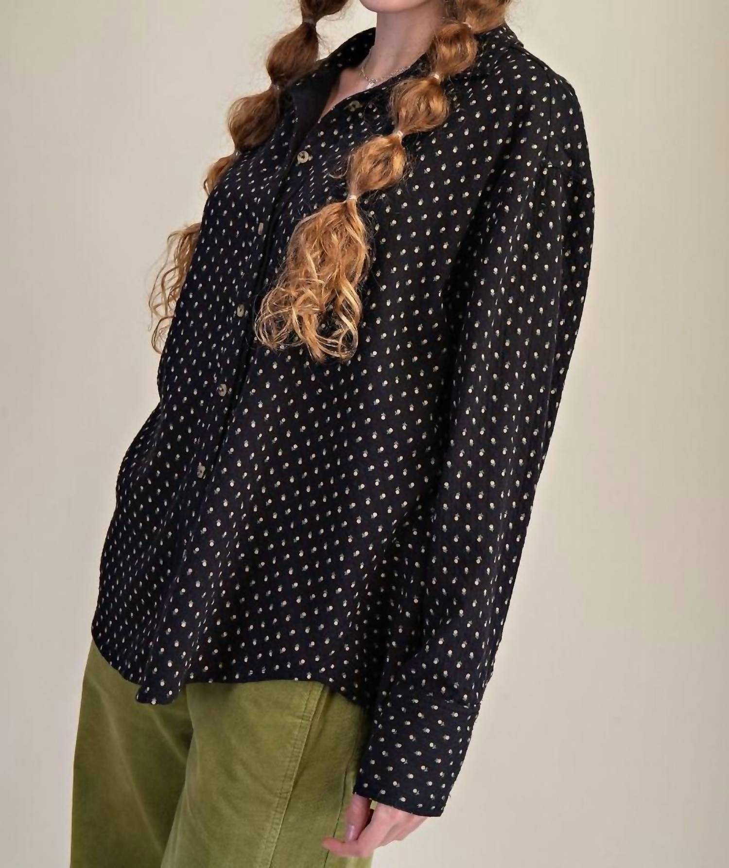Easel - Floral Printed Washed Gauze Shirt