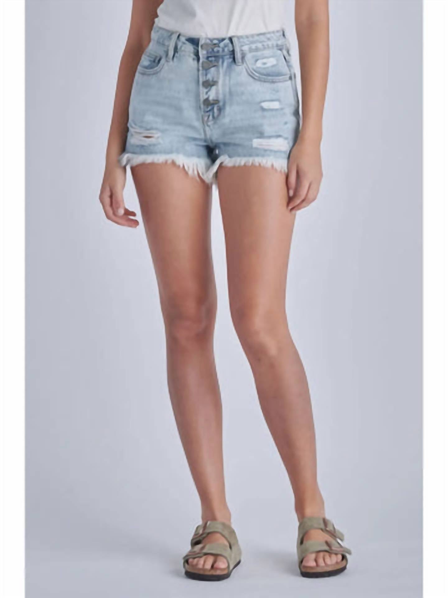 Hidden - Sofie High Rise Fray Hem Mom Shorts