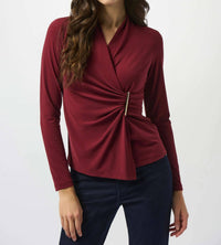 Joseph Ribkoff - Moss Crepe Fitted Wrap Top