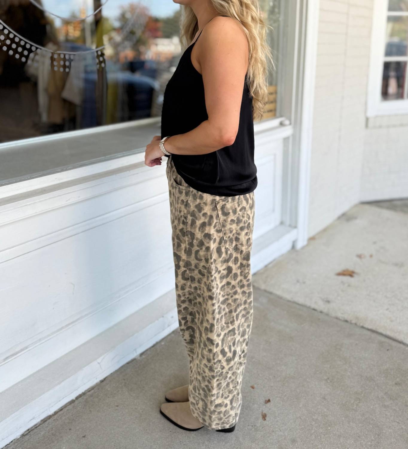 Miou Muse - Iris Leopard Barrel Leg Jeans