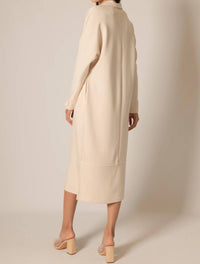 P.CILL Modal Collared Long Sleeve Midi Dress in eggshell - women's dress - alternate view