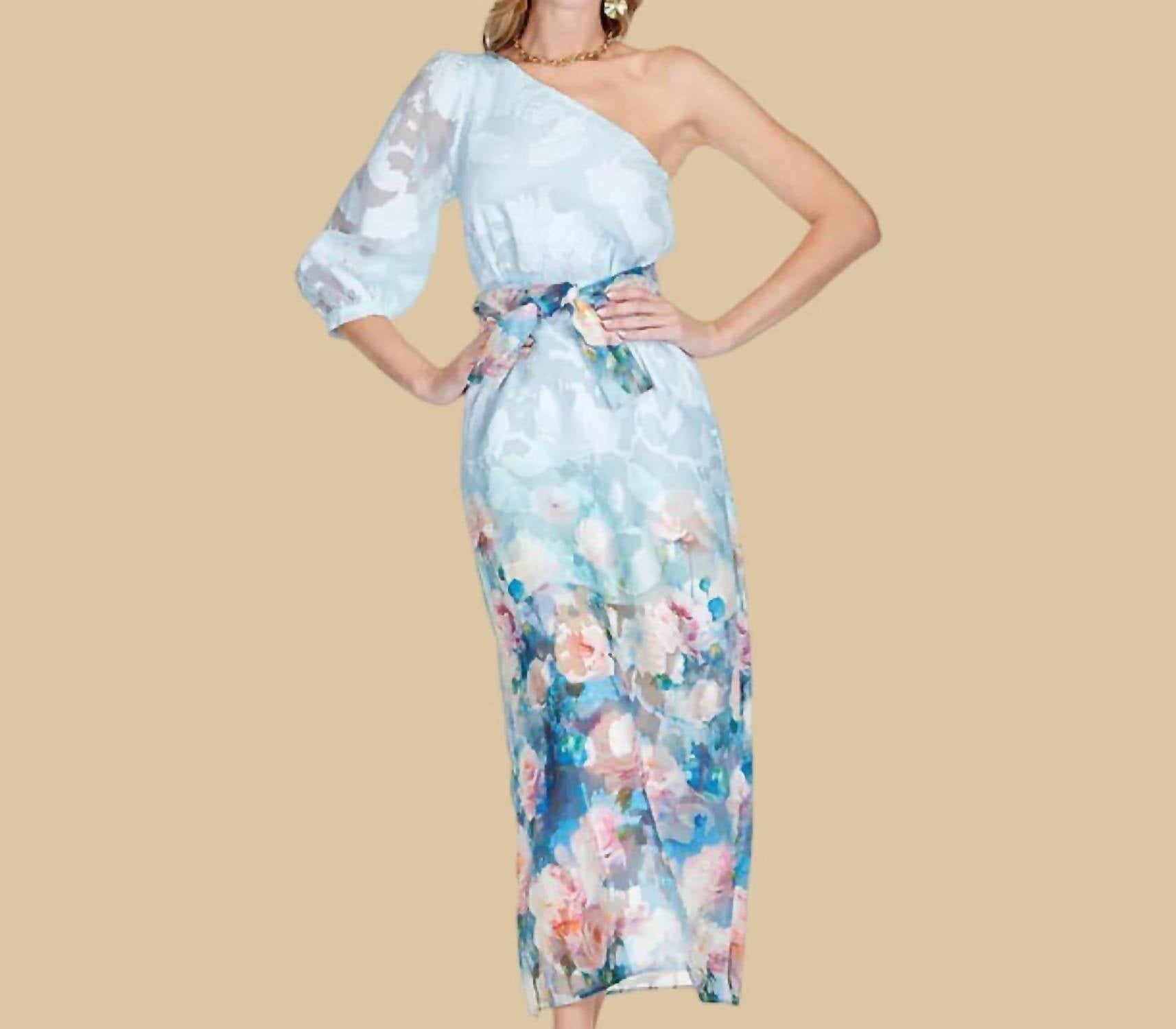 Jade - Painted Garden One Shoulder Dress