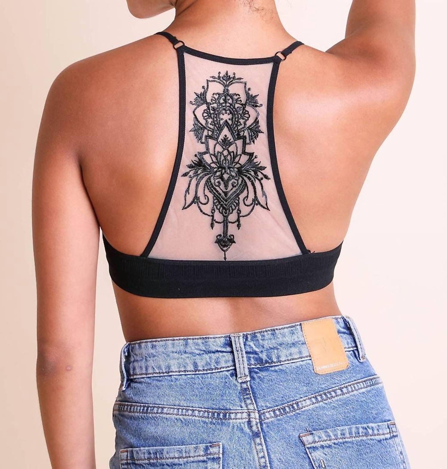 Leto - Tattoo Mesh Racerback Bralette