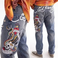 Ed Hardy - Men's Nyc Eagle Skull Slim Taper Jean