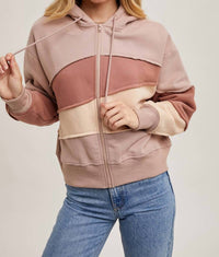 Bluivy - Color Block Full Zip Hoodie