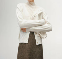 Meilleur Moment Brushed Cashmere Cardigan in ivory - women's cardigan