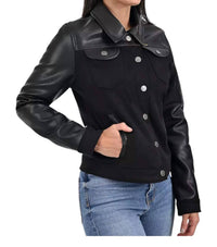 Wrangler - Faux Leather Trucker Jacket