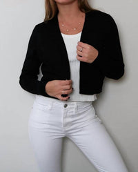 Metric Knits - Long Sleeve Open Front Cropped Cardigan