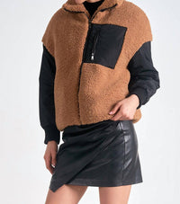 ELAN Faux Fur Jacket in brown - women's jacket - alternate view