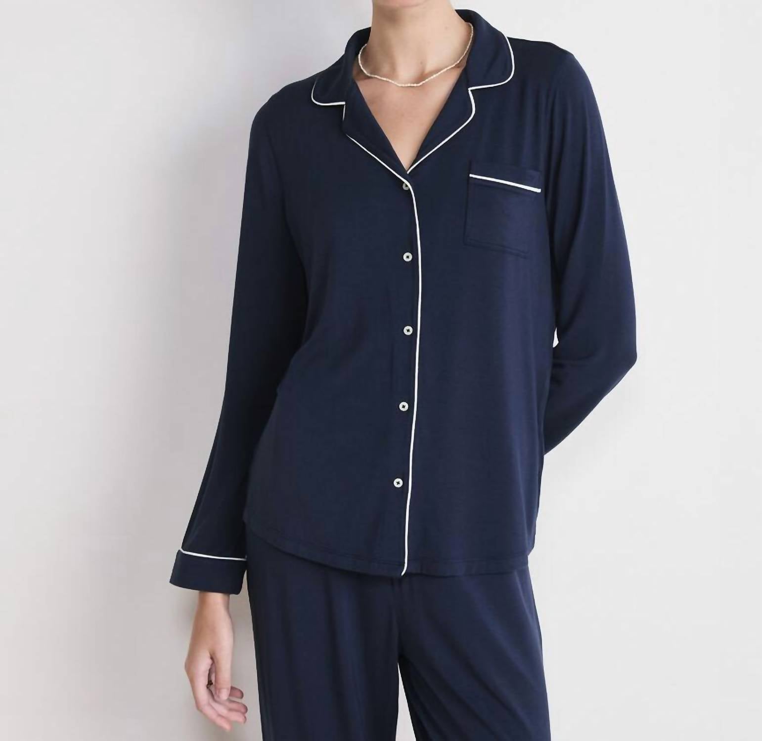 vineyard vines Super-soft Knit Pajama Set in nautical navy - women's intimate - detail view
