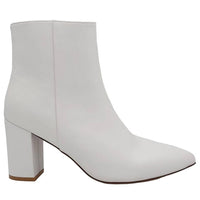 Smash Shoes Women's Chiku Chunky Heel Pointed Toe Boots in white - women's shoe - detail view