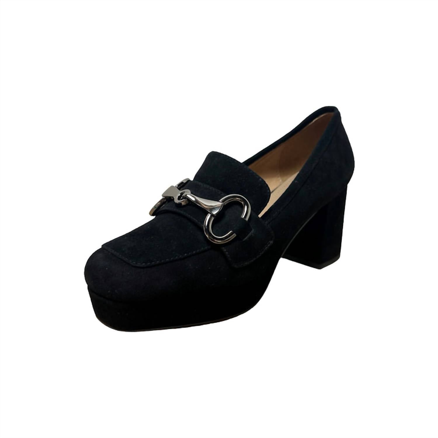 Bibi Lou Women's Pump Heeled Loafer in black - women's heels - detail view