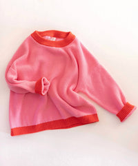 Pigeon said please Girl's Strawberry Jam Pullover in pink - kids' sweater