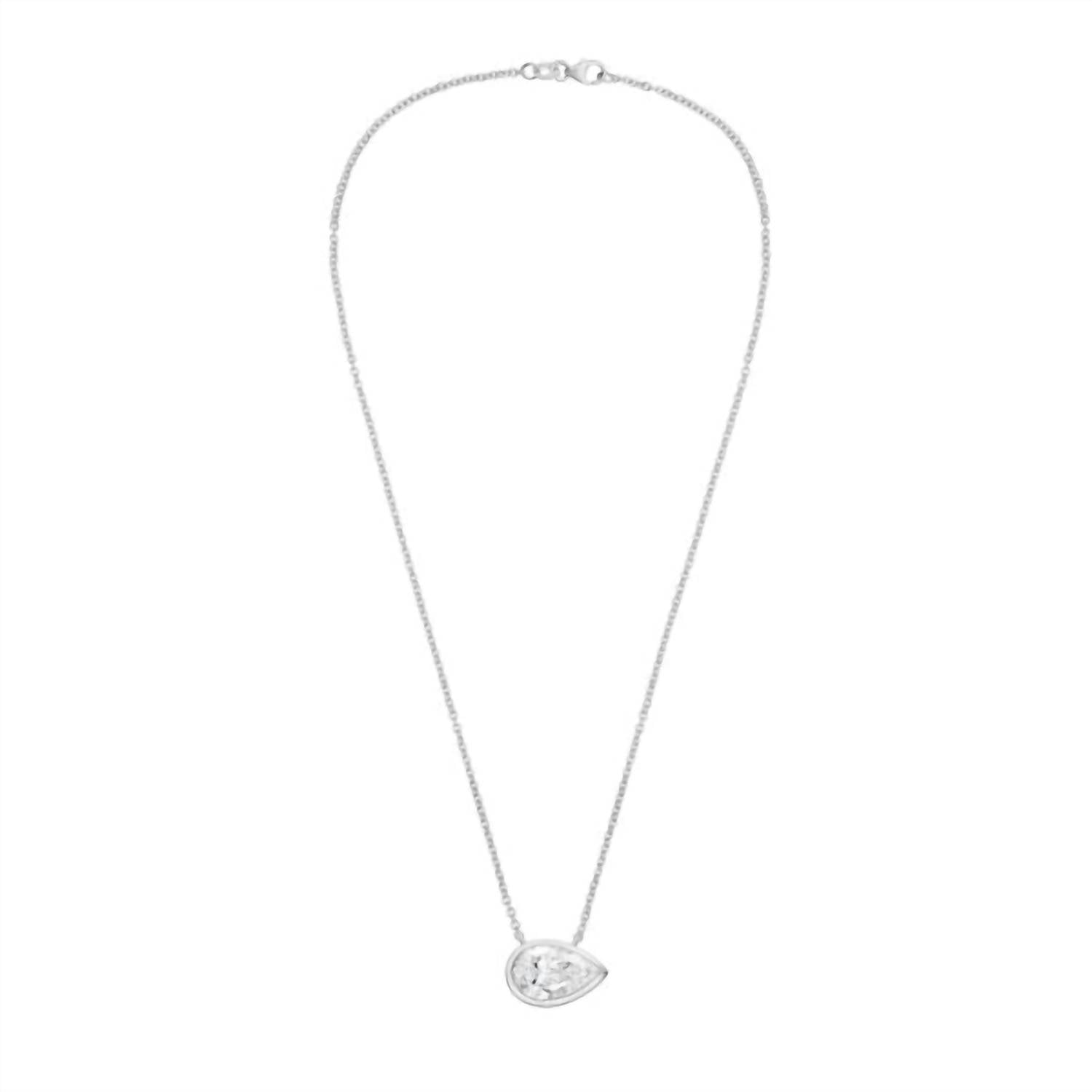 Diana M Jewels - Women's East West Pear Shape Bezel Lab-grown Diamond Pendant Necklace (9.00 Ctw)