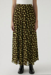 EXQUISE Aleah Maxi Skirt in neon yellow floral - women's skirt