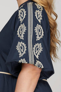 She + Sky - Bissete Embroidered Tiered Midi Dress - Plus