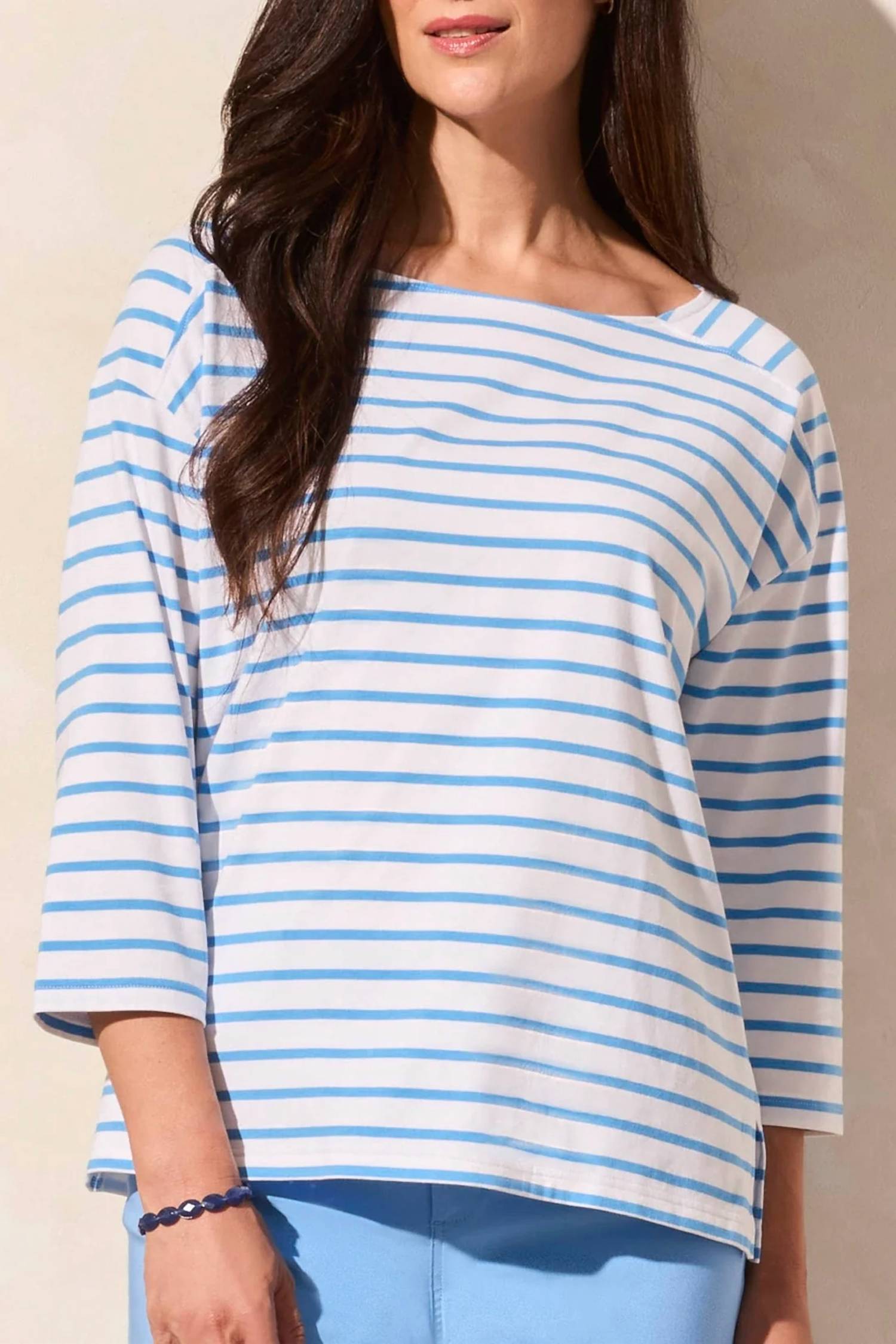 Tribal - Codi Three Quarter Sleeve Boat Neck Knit Top