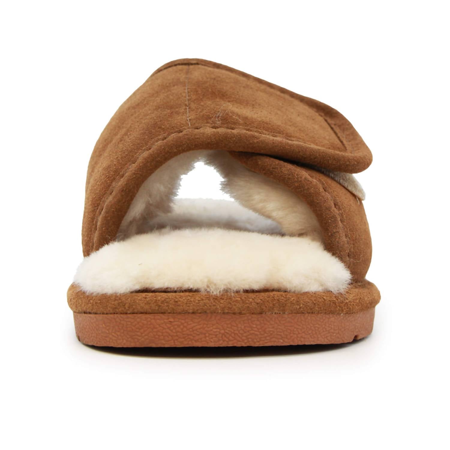Lamo Women's Premium Sheepskin Wrap Slide in chestnut - women's shoe - detail view