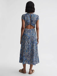 Reiss - Livia Printed Cut Out Back Midi Dress