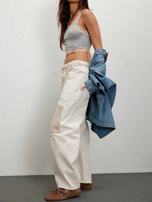 Free People - Moxie Low Slung Pull On Barrel Jeans