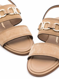 Salvatore Ferragamo - Women's Gancini Plaque Suede Sandals