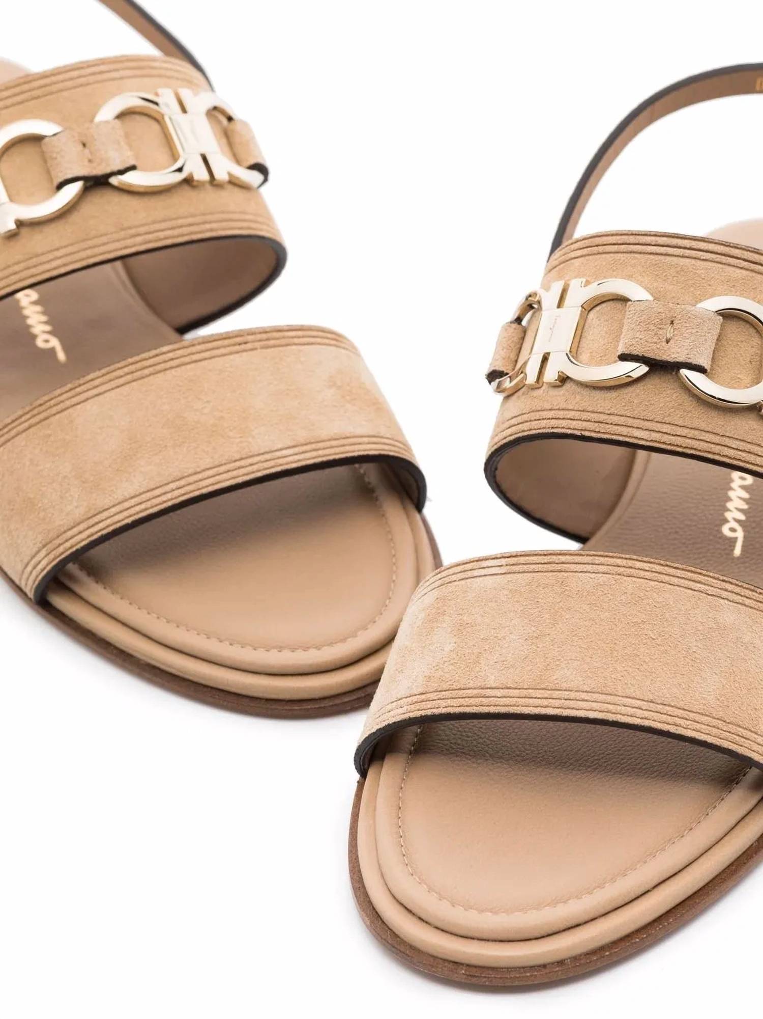 Salvatore Ferragamo - Women's Gancini Plaque Suede Sandals