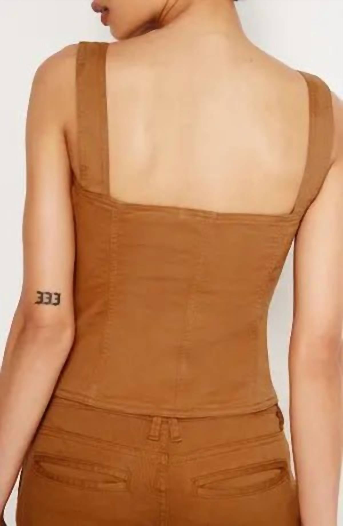 Good American - Sleeveless Twill Corset Tank Top