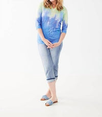 FDJ Nisa Notch Neck Three Quarter Sleeve Jersey Top in mojito gradient - women's shirt - view 4