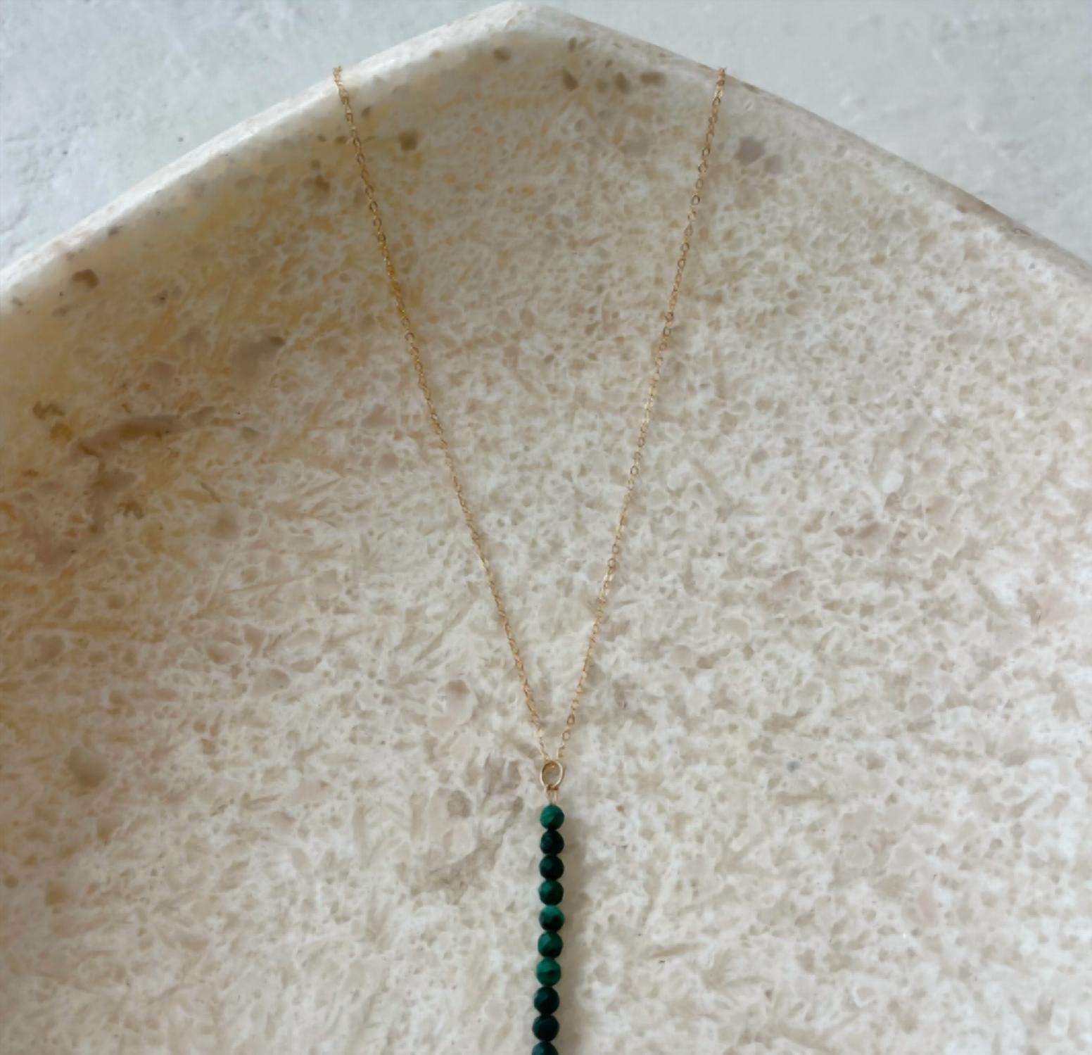 House Of Olia - Malachite Vertical Bar Necklace
