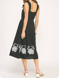 Strut & Bolt - Flower Petal Detail Embroidered Linen Dress
