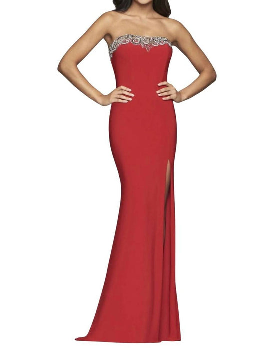 Faviana - Long Jersey Strapless Dress