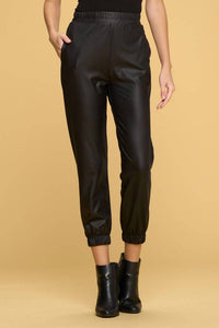 Renee C Faux Leather Pants With Pockets in black - women's pants