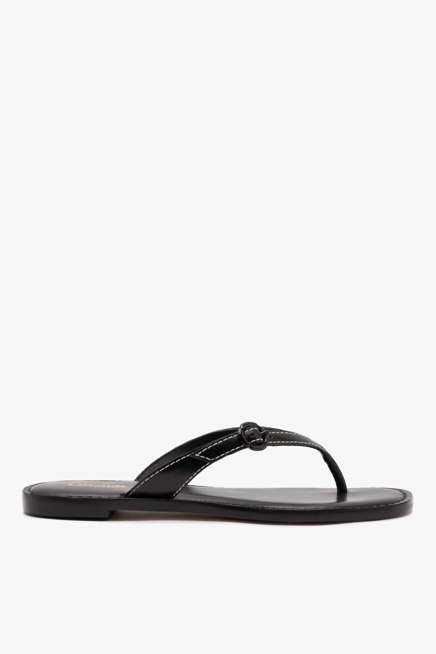 Larroude - Women's Mary Kate Leather Thong Flat Sandals