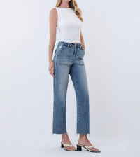 Vervet By Flying Monkey - High Rise Patch Pocket Slim Wide Jeans