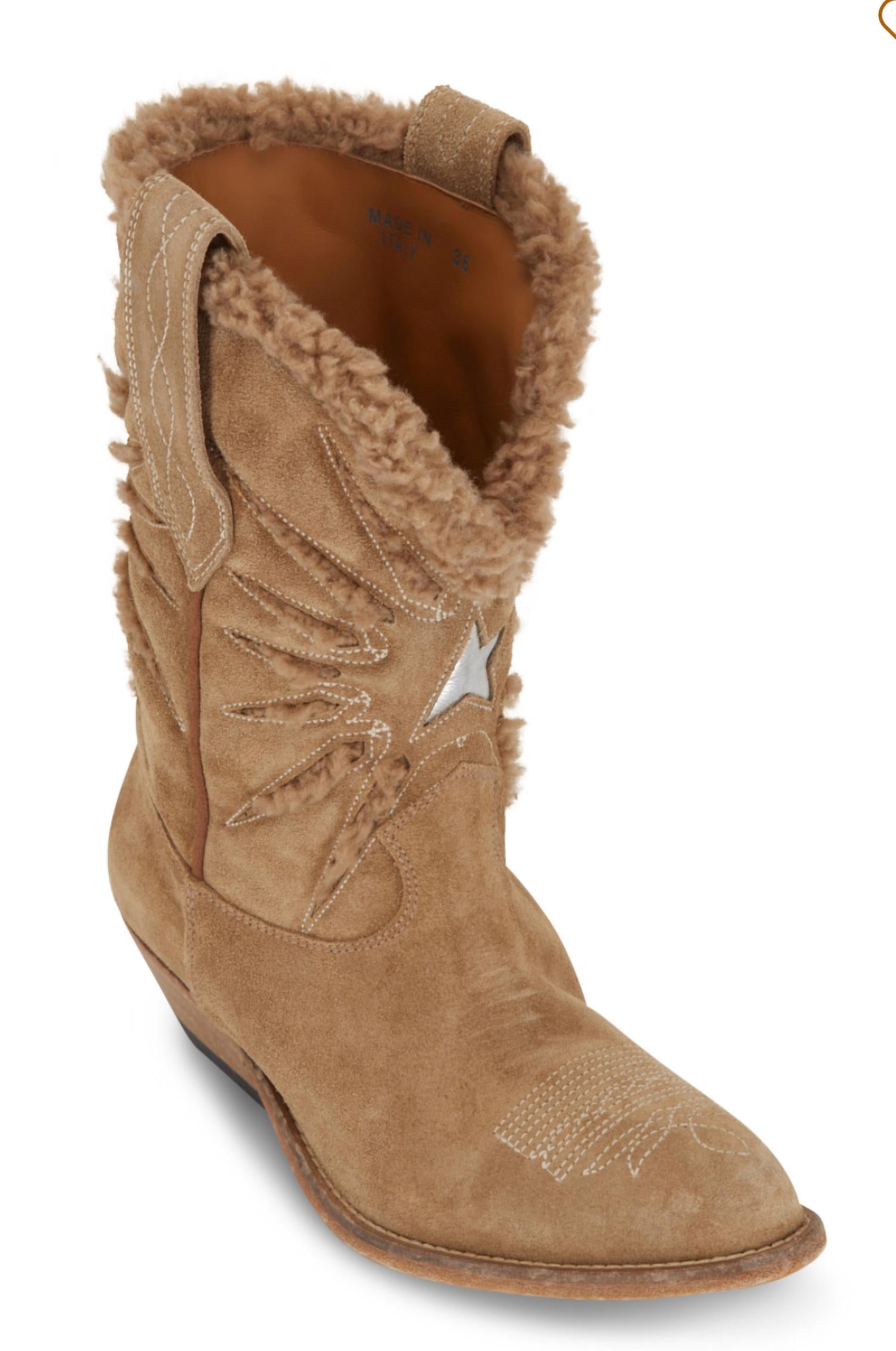 GOLDEN GOOSE Women's Wish Star Low Inlay Elk Suede Boots in brown beige - women's shoe - alternate view