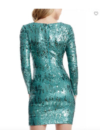 Dress The Population - LONG SLEEVE MINI SEQUIN DRESS