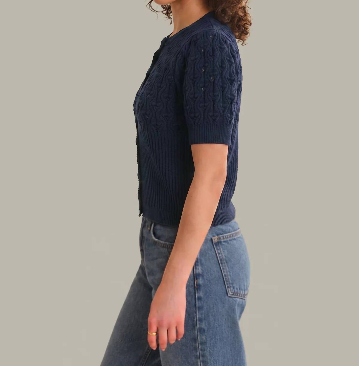 525 America - Kara Bobble Knit Cotton Cardigan