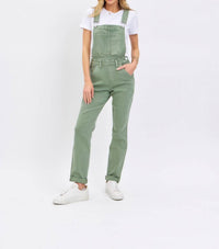 Judy Blue - Garment Dyed High Waist Double Cuffed Boyfriend Overalls