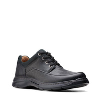 Clarks Men's Un Brawley Lace Shoe in black tumbled leather - men's shoe