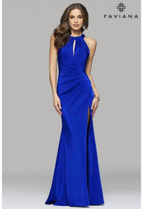 Faviana - Front Slit Low Back Gown